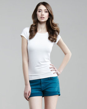 7 For All Mankind Roll Up Twill Shorts, Teal